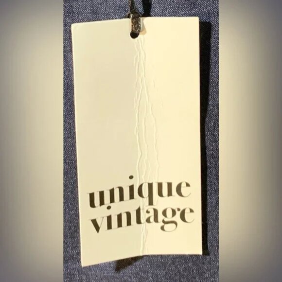 NWT 5X 26 Unique Vintage Dark Blue Denim High Waist Rizzo Cigarette Pants - Picture 8 of 9